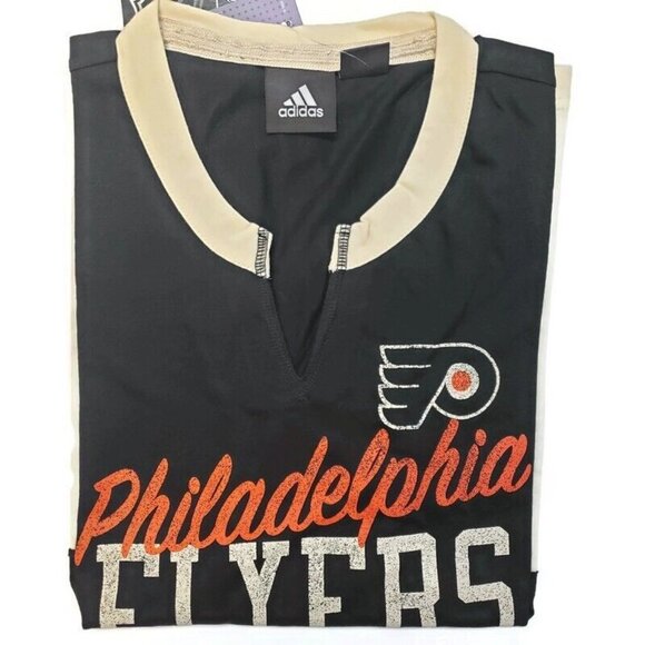 NHL Adidas Philadelphia Flyers Long Sleeve Finished Tee Shirt Womens Size Large - Picture 4 of 4